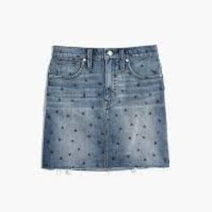 Madewell Stretch Denim Skirt with black hearts